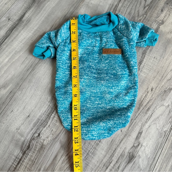Dog / Cat Classic turquoise / blue fleece lined sweater- size small - Picture 3 of 7